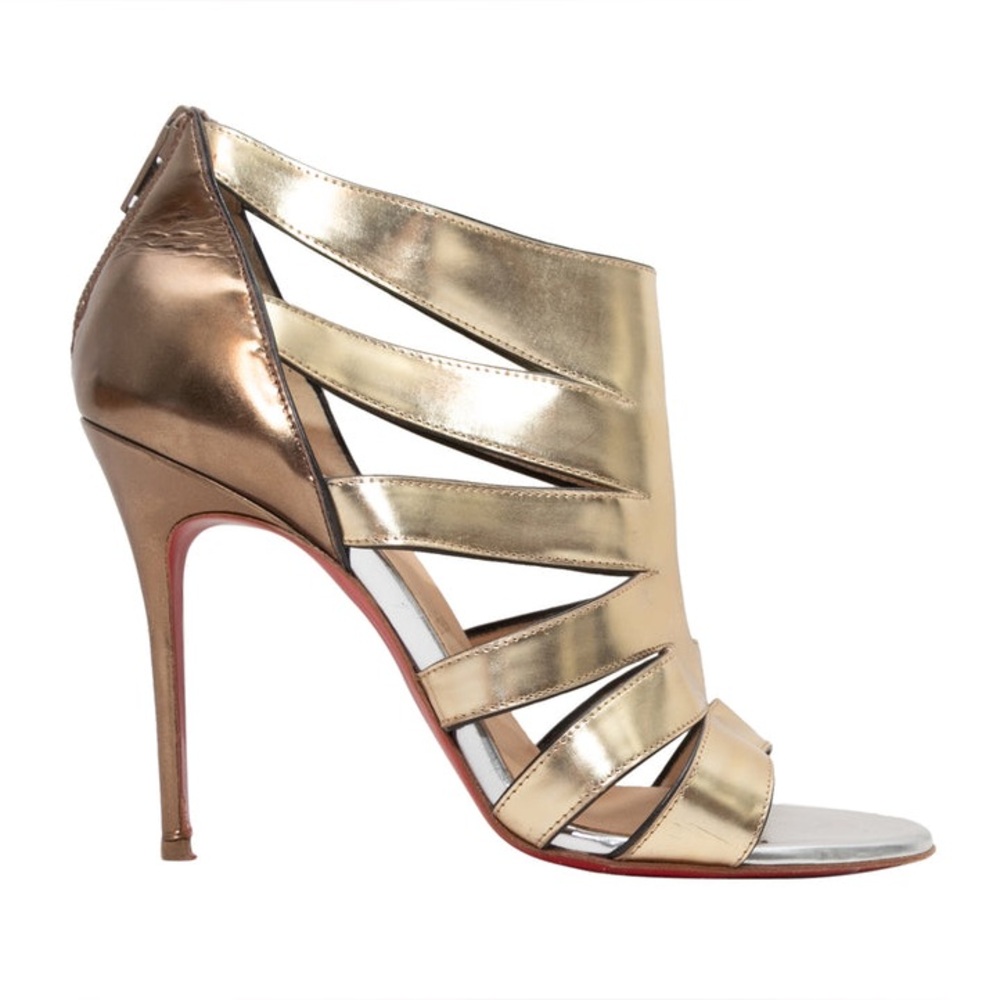 CHRISTIAN LOUBOUTIN METALLIC CAGED HEELS SIZE 37